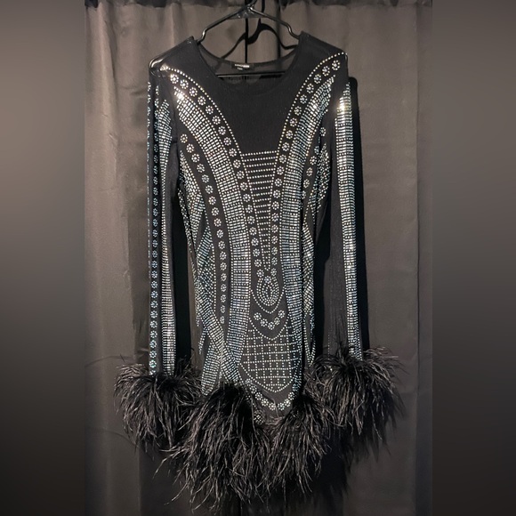 Fashion Nova Black and Silver Asymmetrical Dress - Picture 3 of 3